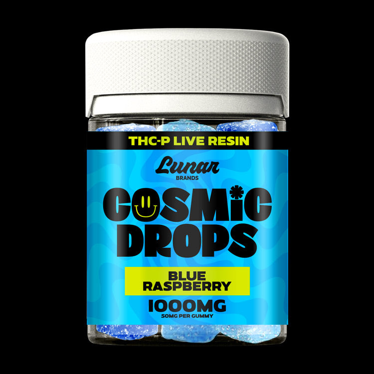 Blue Raspberry THC Gummies 1000mg Jar cosmicdrops